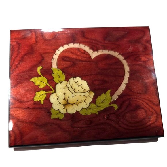 San Francisco Music Box trinket holder rose inlay heart anniversary valentine - Picture 1 of 6